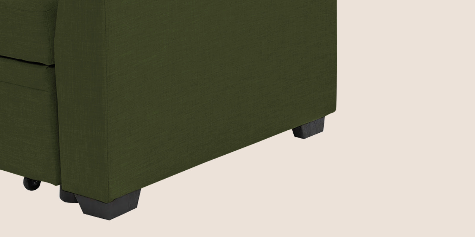 Jody Fabric 3 Seater Pull Out Sofa Cum Bed In Olive Green Colour With Storage - Febonic Living