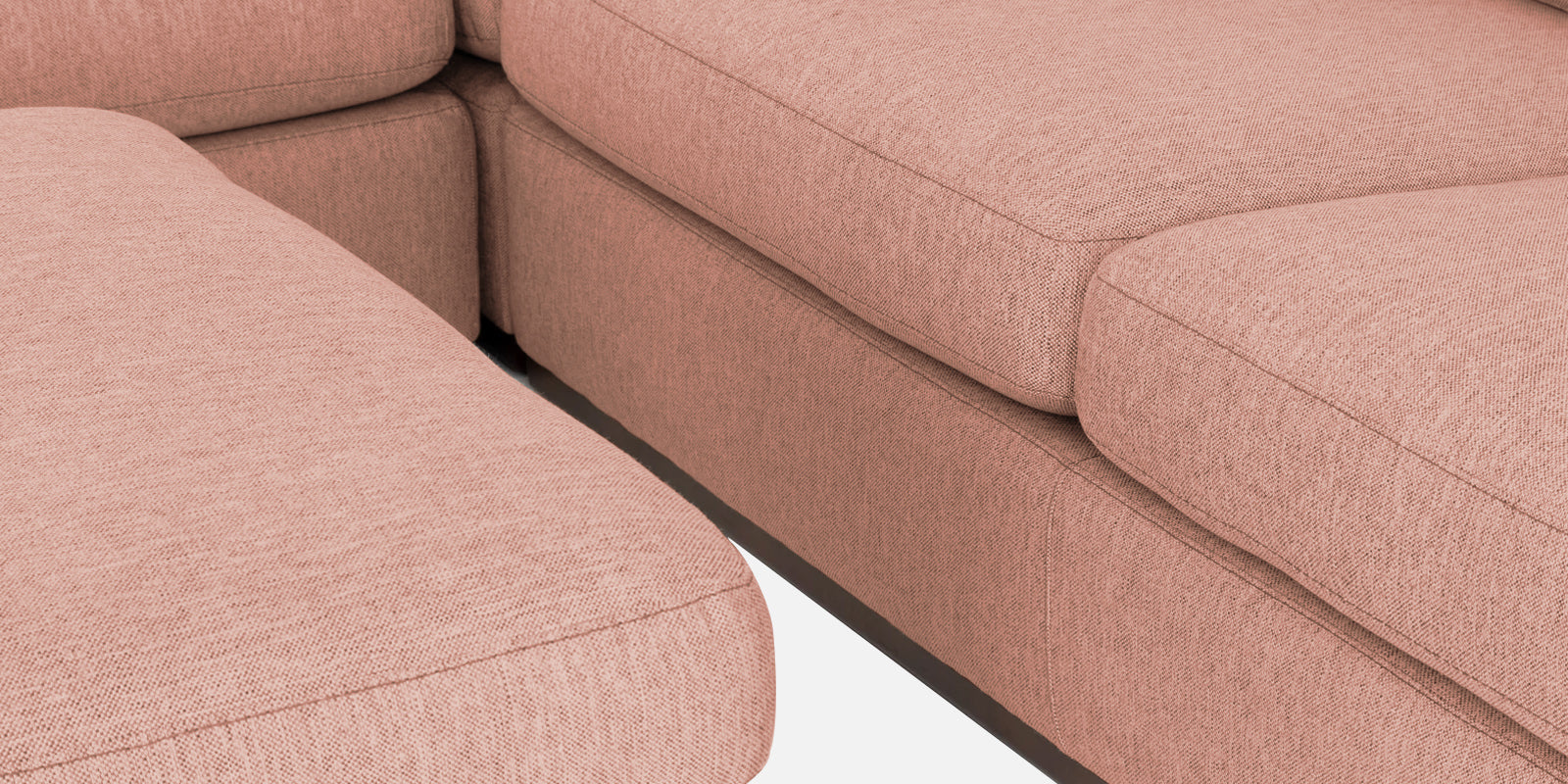 Freedom Velvet 6 Seater RHS Corner Sofa In Blush Pink Colour With Ottoman - Febonic Living