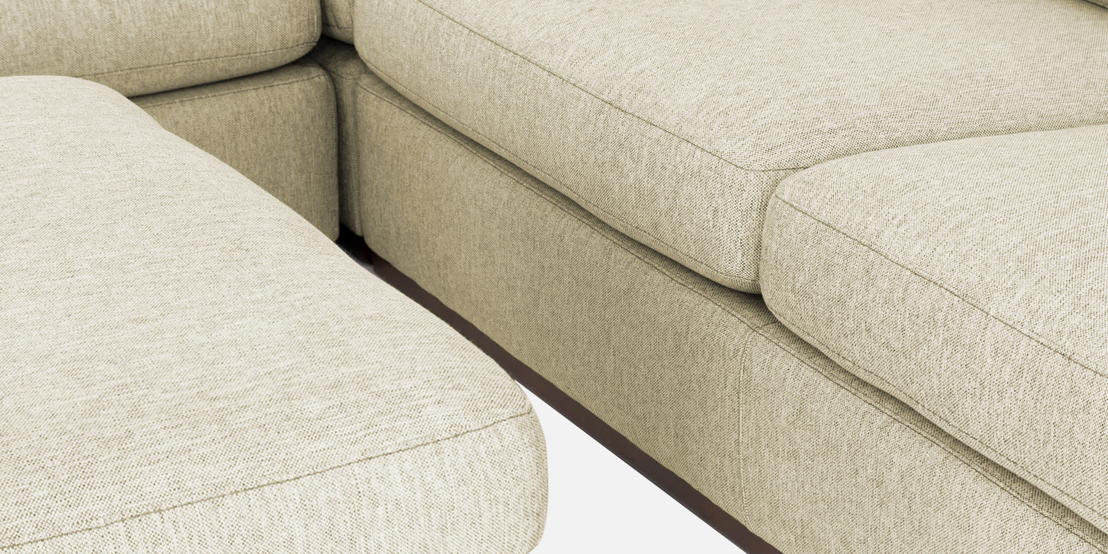 Freedom Velvet 6 Seater RHS Corner Sofa In Warm White Colour With Ottoman - Febonic Living