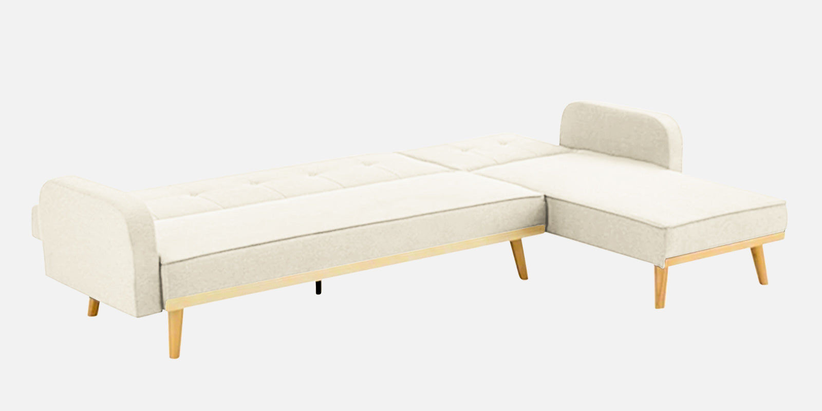 Zuno Fabric RHS Convertible Sofa Cum Bed In Ivory Cream Colour - Febonic Living