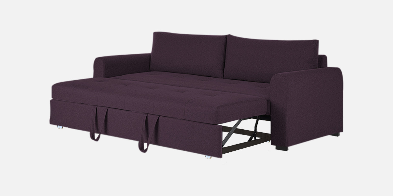 Sigma Fabric 3 Seater Pull Out Sofa Cum Bed In Greek Purple Colour - Febonic Living
