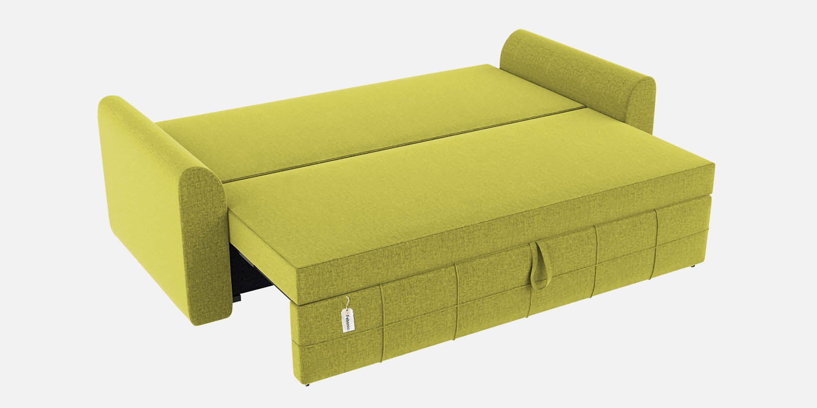 Ines Velvet 3 Seater Pull Out Sofa Cum Bed In Parrot Green Colour With Storage - Febonic Living