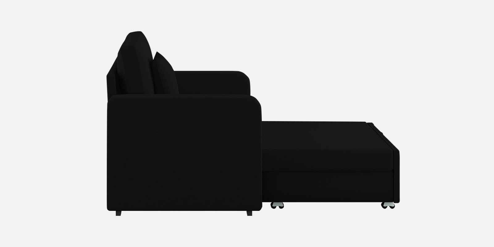 Rocky Fabric 2 Seater Pull Out Sofa Cum Bed In Zed Black Colour With Storage - Febonic Living