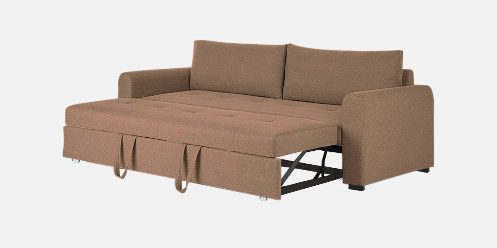 Sigma Fabric 3 Seater Pull Out Sofa Cum Bed In Cosmic Beige Colour - Febonic Living