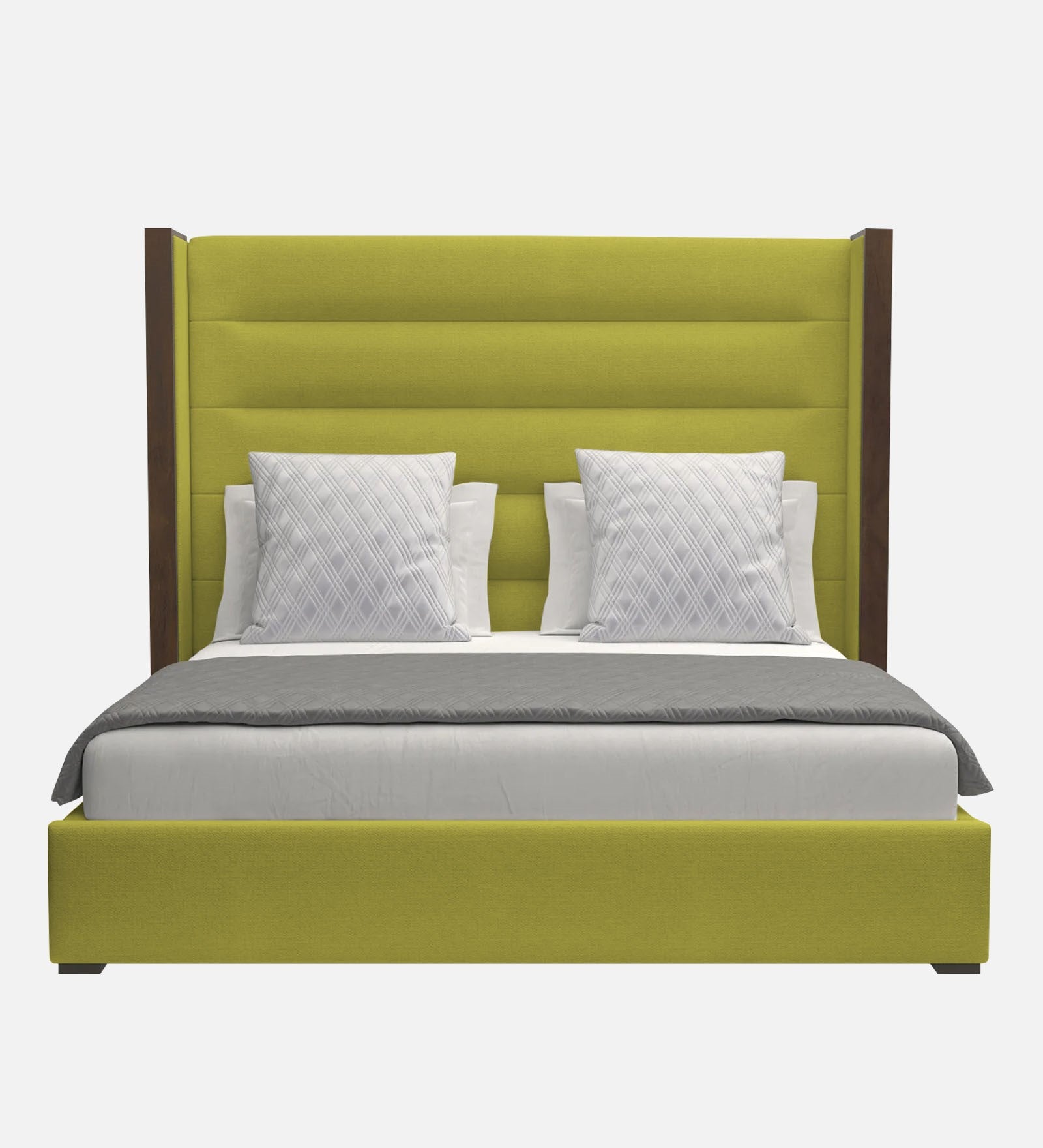 Sunny Fabric Queen Size Bed In Parrot Green Colour - Febonic Living