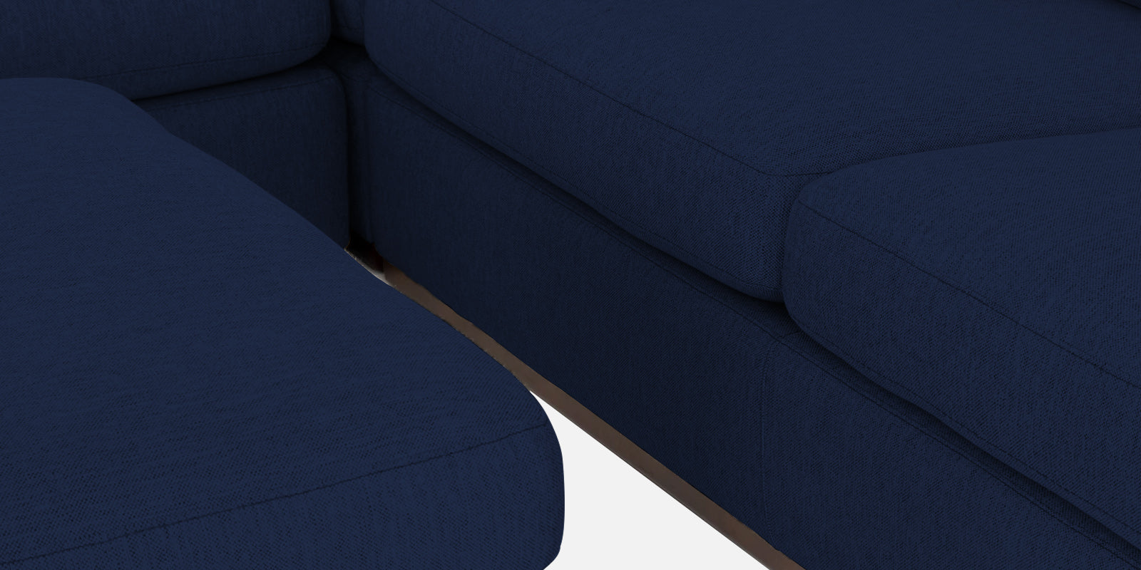 Freedom Velvet 6 Seater RHS Corner Sofa In Indigo Blue Colour With Ottoman - Febonic Living