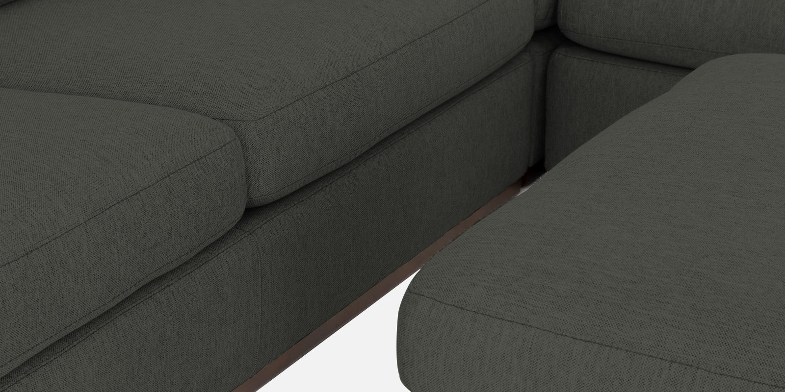 Freedom Velvet 6 Seater LHS Corner Sofa In Hory Grey Colour With Ottoman - Febonic Living