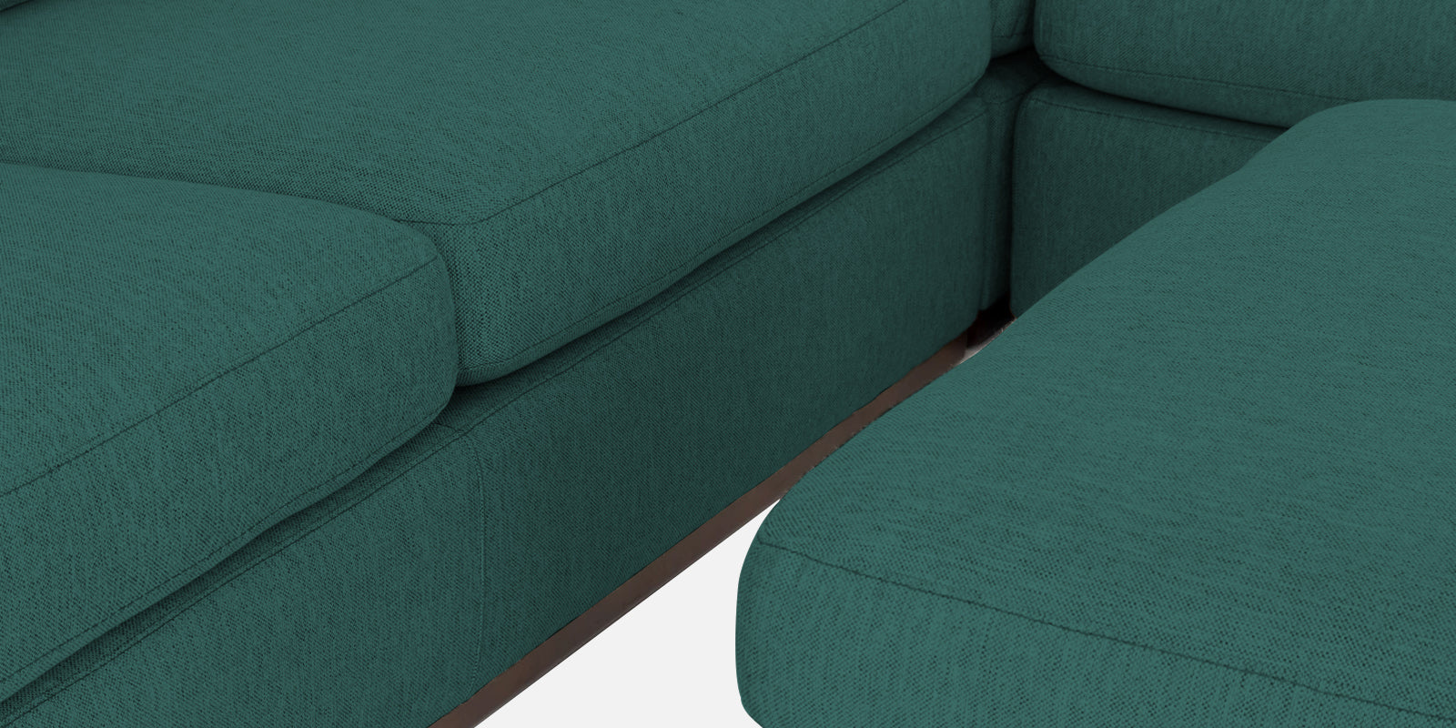 Freedom Velvet 6 Seater LHS Corner Sofa In Pine Green Colour With Ottoman - Febonic Living
