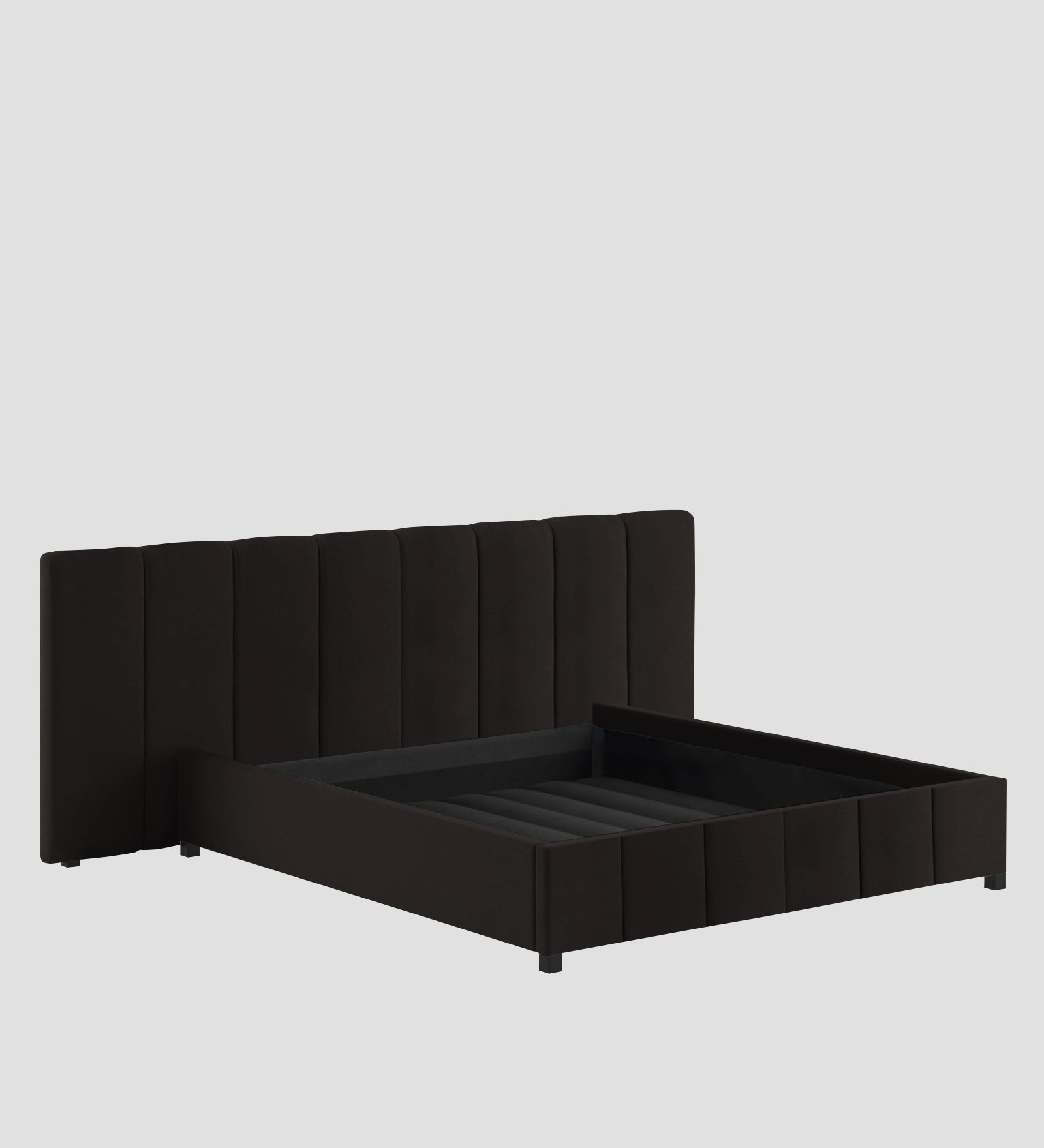 Nora Fabric Queen Size Bed In Cara Brown Colour With Box Storage