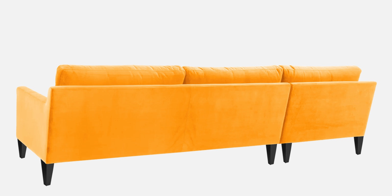 Jones Velvet RHS Sectional Sofa (3+Lounger) In Saffron yellow Colour - Febonic Living