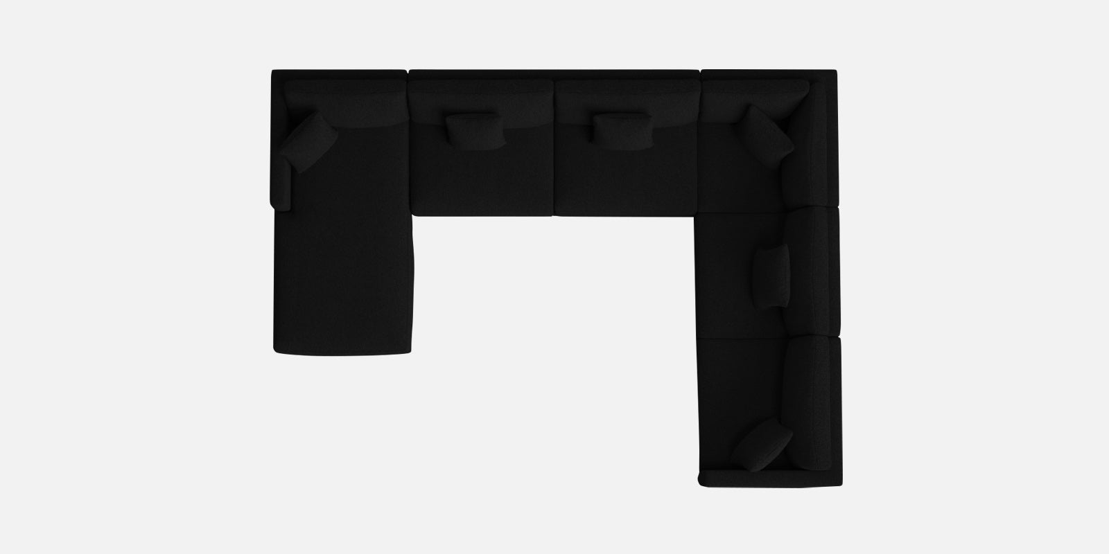 Carlin Fabric RHS 8 Seater Sectional Sofa In Zed Black Colour - Febonic Living