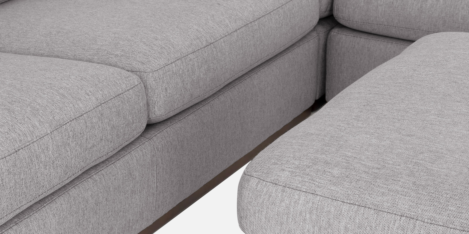 Freedom Velvet 6 Seater LHS Corner Sofa In Concrete Grey Colour With Ottoman - Febonic Living