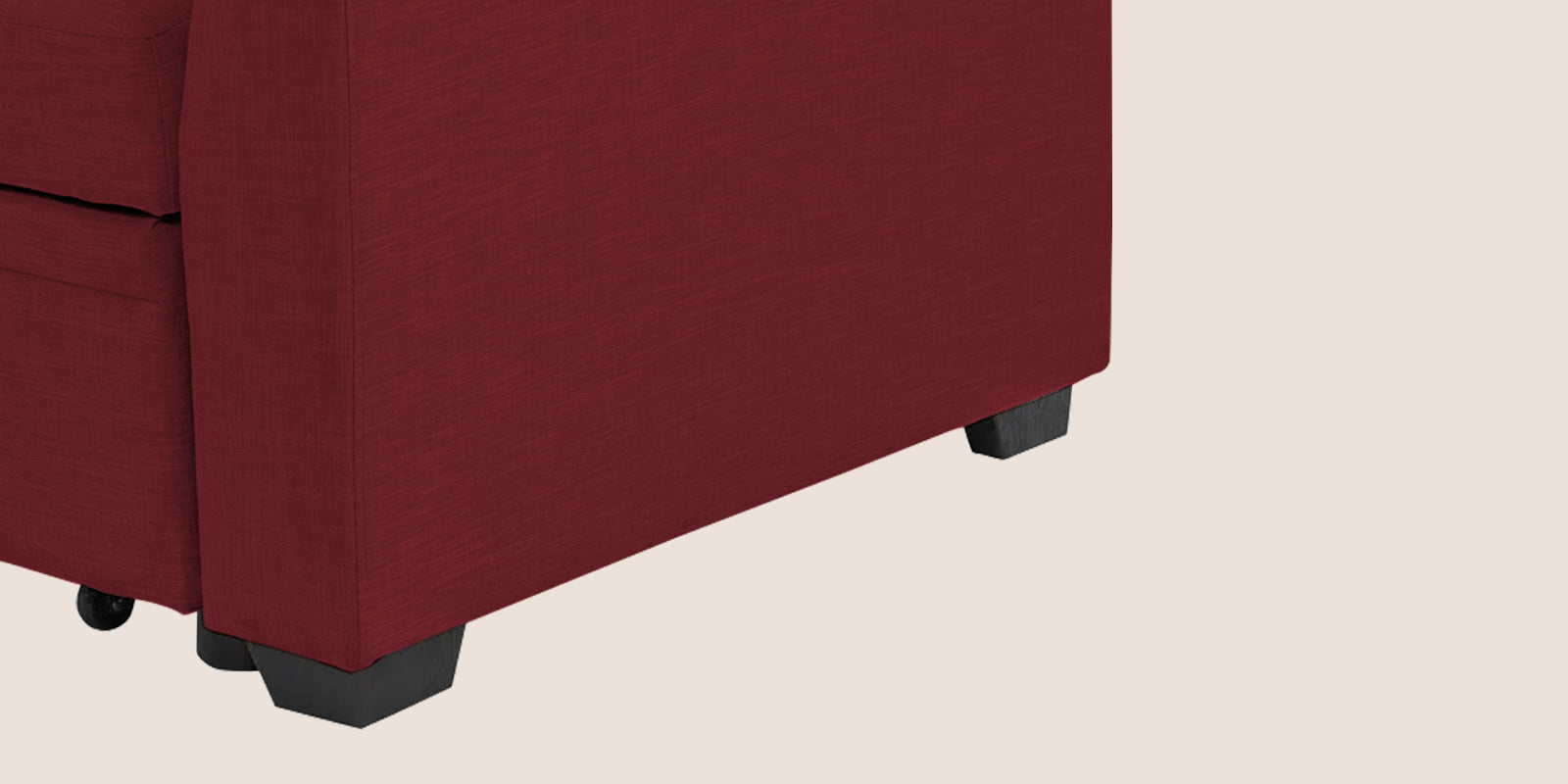 Jody Fabric 3 Seater Pull Out Sofa Cum Bed In Blood Maroon Colour With Storage - Febonic Living