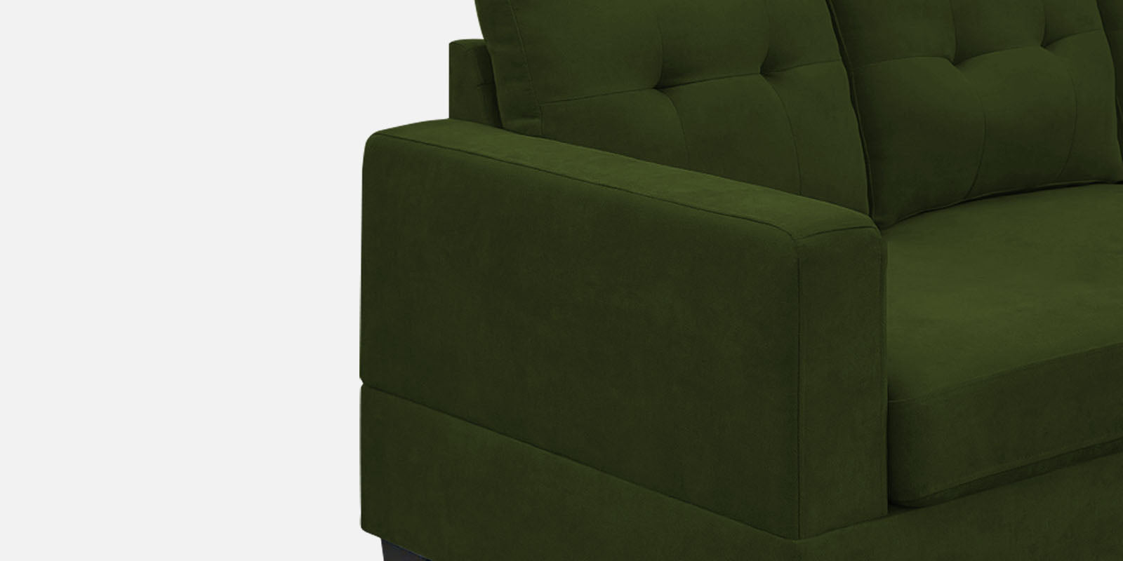 Thomas Fabric LHS Sectional Sofa (2+Lounger) In Olive Green Colour - Febonic Living