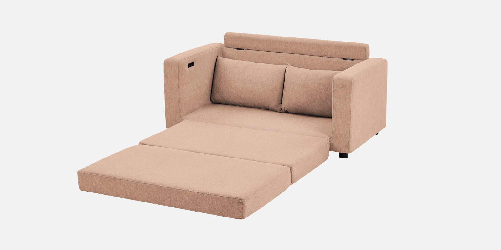 Roman Fabric 3 Seater Foldable Sofa Cum Bed In Cosmic Beige Colour With USB Portable Type - Febonic Living