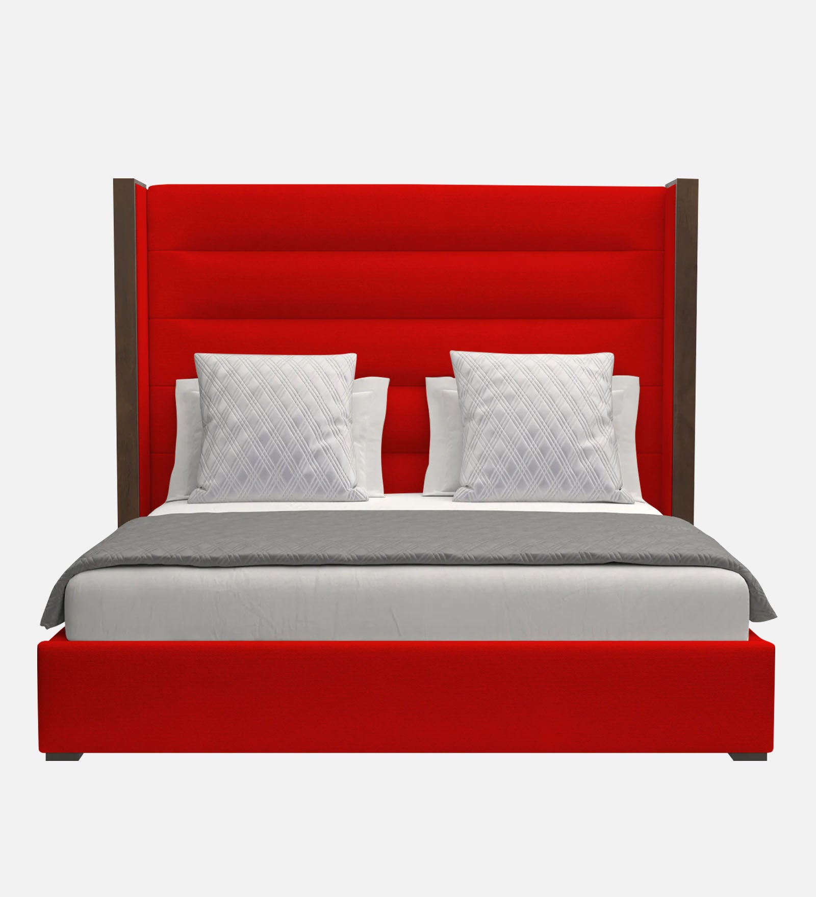 Sunny Fabric Queen Size Bed In Ruby Red Colour - Febonic Living