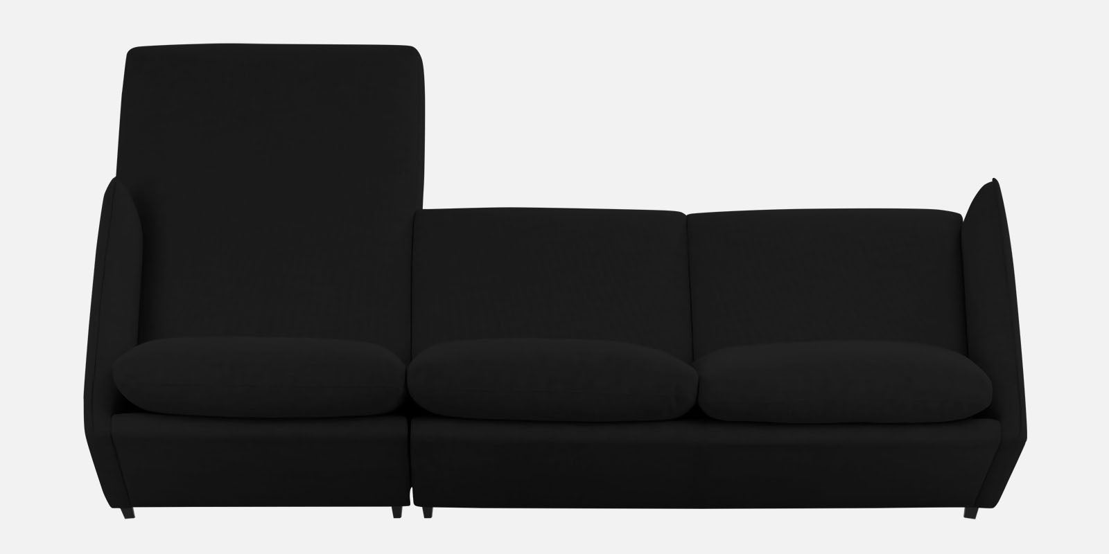 Piku Fabric LHS Sectional Sofa (3+Lounger) In Zed Black Colour - Febonic Living