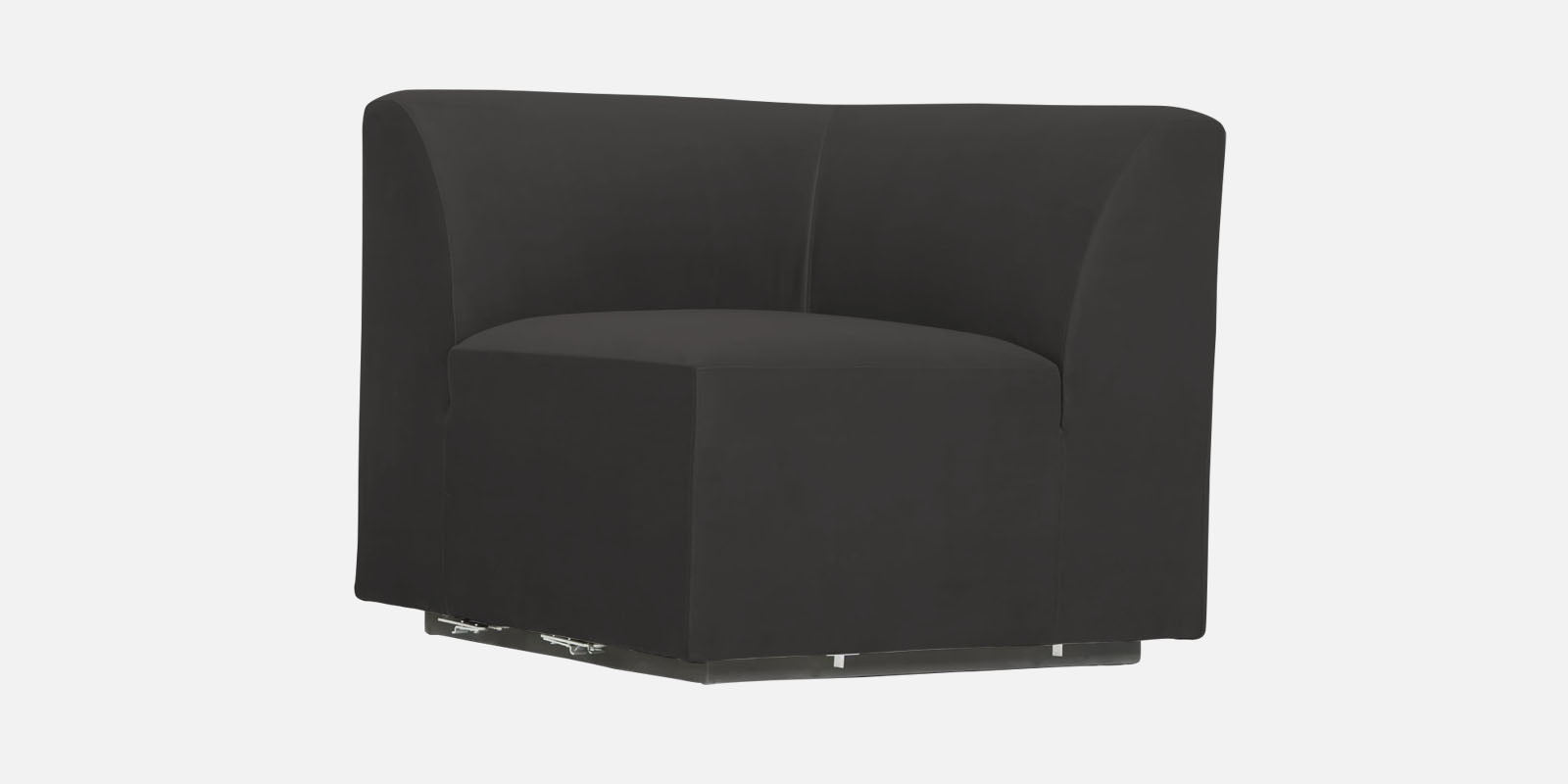 Bufa Velvet LHS Sectional Sofa In Hory Grey Colour With Ottoman - Febonic Living