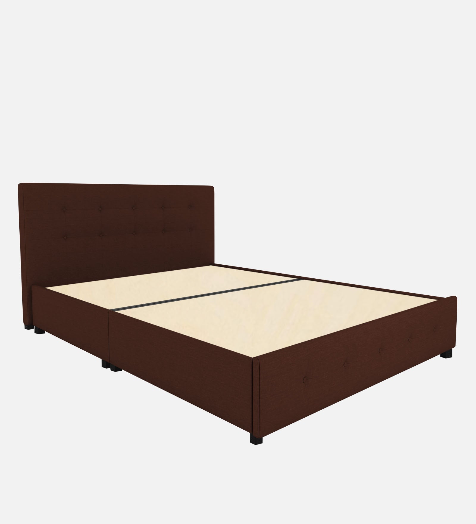 Lido Fabric King Size Bed In Coffee Brown Colour With Drawer Storage - Febonic Living