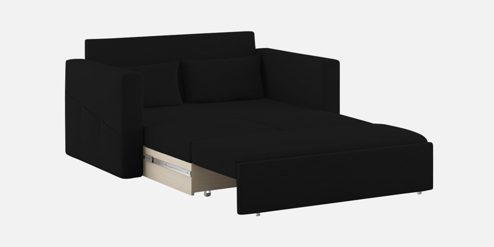 River Fabric 2 Seater Pull Out Sofa Cum Bed In Zed Black Colour - Febonic Living