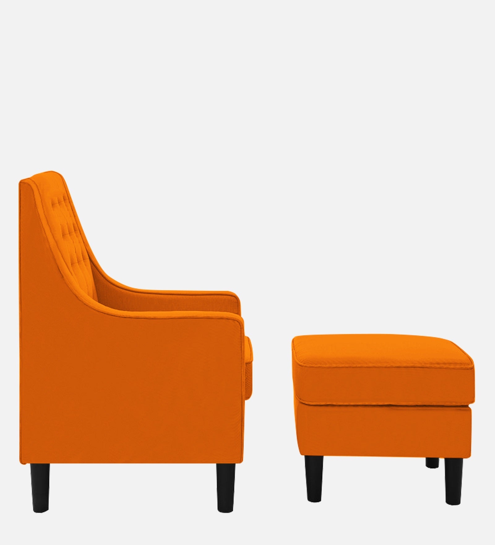 Sona Fabric Barrel Chair With Ottoman In Vivid Orange Colour - Febonic Living