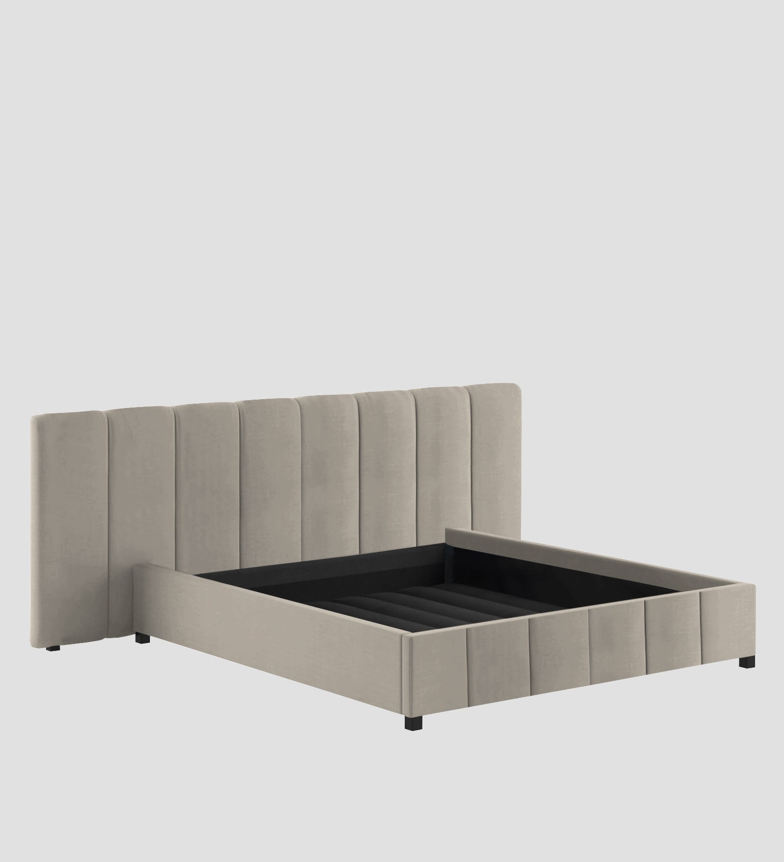 Nora Fabric Queen Size Bed In Ash Grey Colour With Box Storage