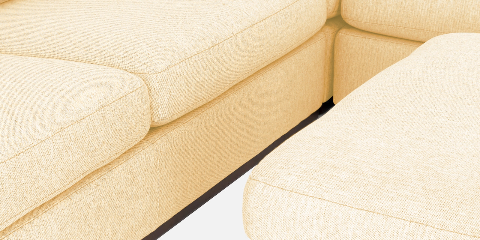 Freedom Velvet 6 Seater LHS Corner Sofa In Sandy Beige Colour With Ottoman - Febonic Living
