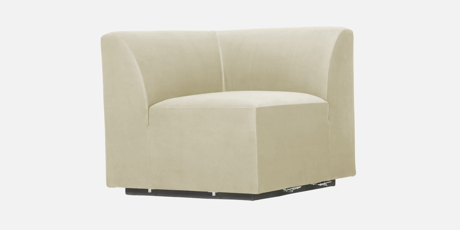 Bufa Velvet RHS Sectional Sofa In Warm White Colour With Ottoman - Febonic Living