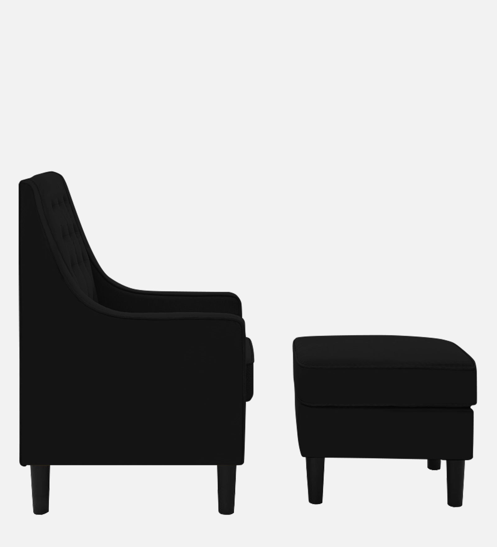 Sona Fabric Barrel Chair + Ottoman in Zed Black Colour
