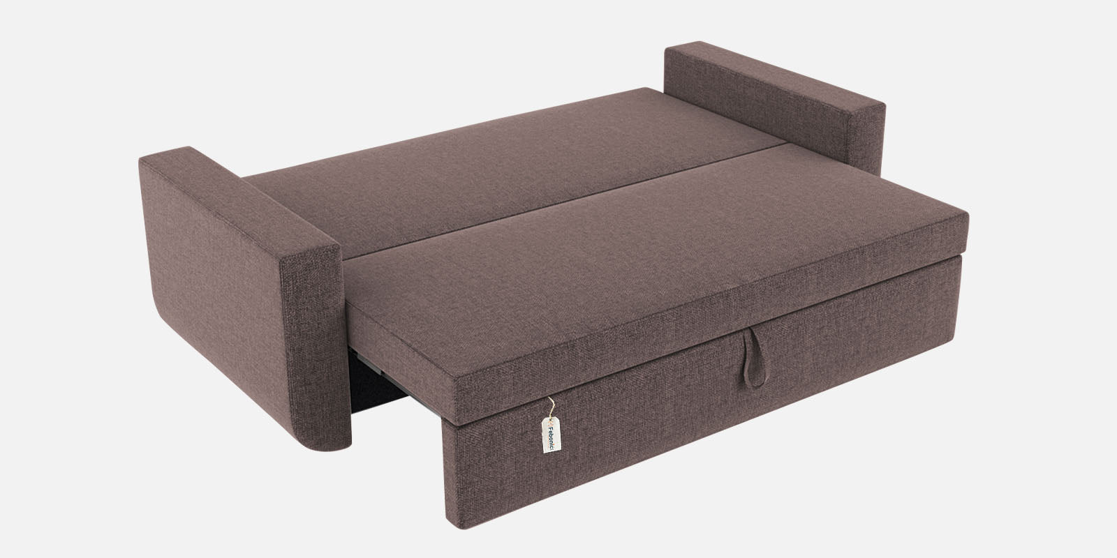 Grace Fabric 3 Seater Pull Out Sofa Cum Bed In Caspa Brown Colour With Storage - Febonic Living