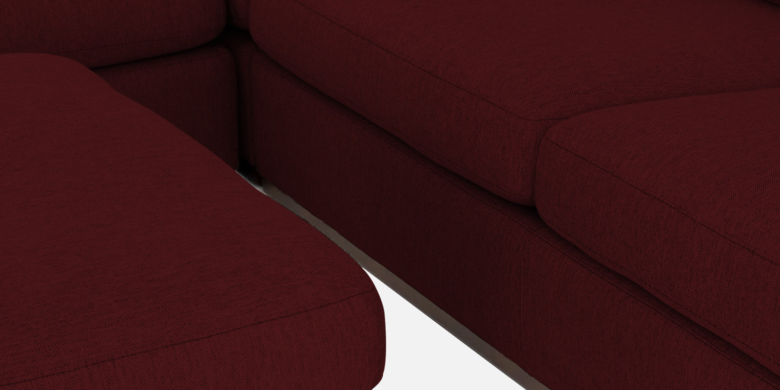Freedom Velvet 6 Seater RHS Corner Sofa In Blood Maroon Colour With Ottoman - Febonic Living