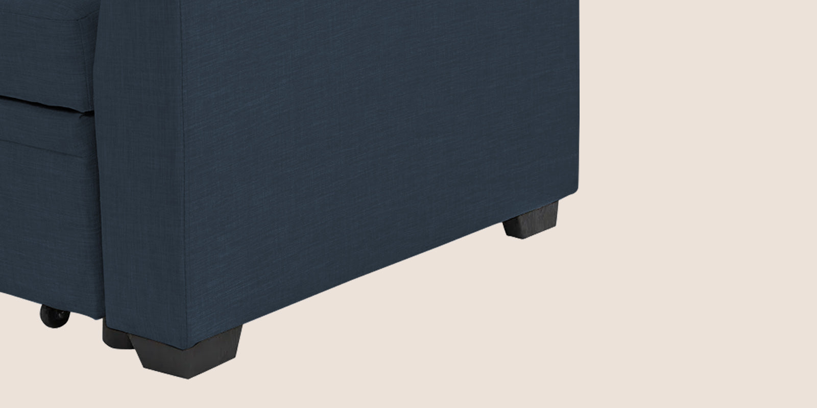 Jody Fabric 3 Seater Pull Out Sofa Cum Bed In Denim Blue Colour With Storage - Febonic Living