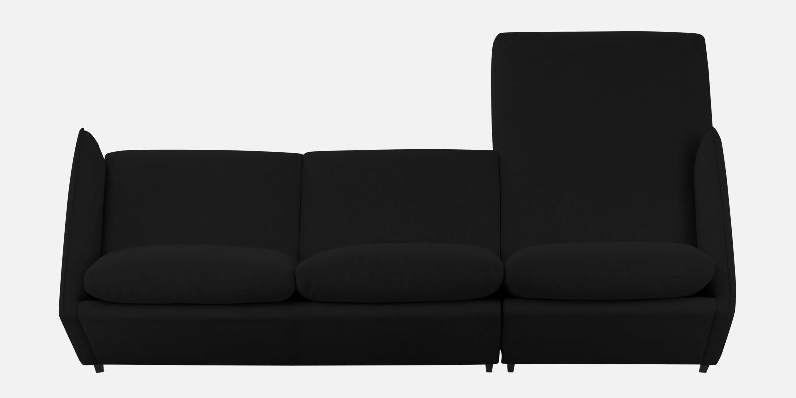 Piku Fabric RHS Sectional Sofa (3+Lounger) In Zed Black Colour - Febonic Living