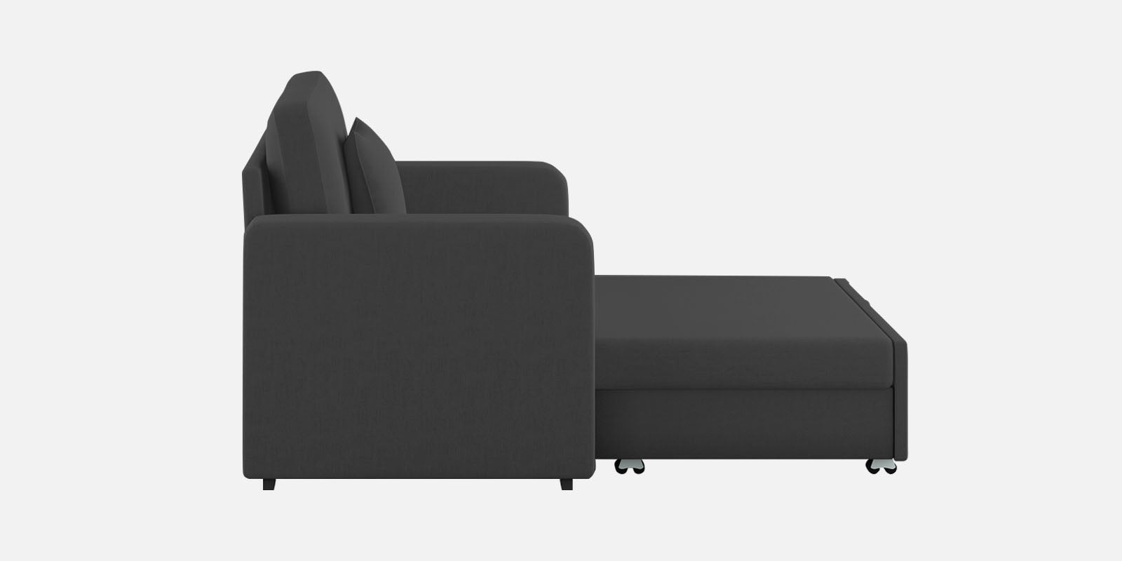 Rocky Fabric 2 Seater Pull Out Sofa Cum Bed In Charcoal Grey Colour With Storage - Febonic Living