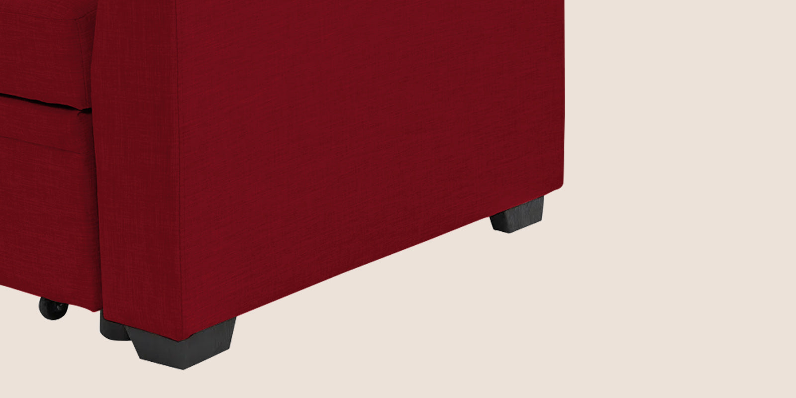 Jody Fabric 3 Seater Pull Out Sofa Cum Bed In Ruby Red Colour With Storage - Febonic Living