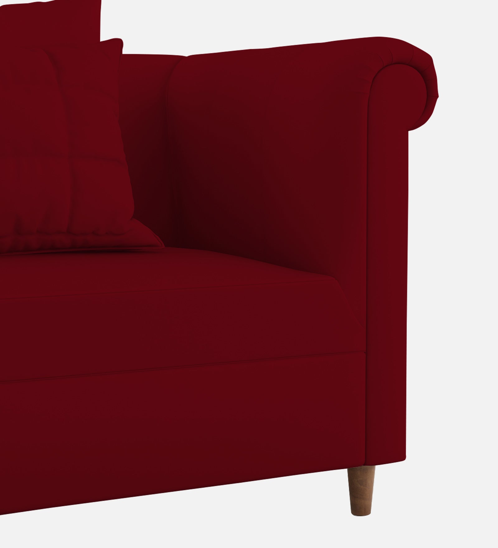 Rubi Velvet 1 Seater Sofa In Cherry Red Colour - Febonic Living