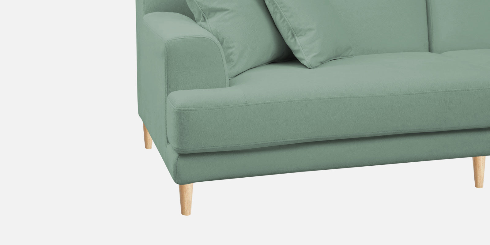 Woody Fabric LHS Sectional Sofa (3+Lounger) In Mist Blue Colour - Febonic Living