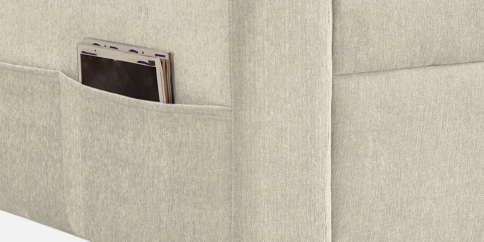 Kara Fabric 3 Seater Pull Out Sofa Cum Bed In Ivory Cream Colour - Febonic Living