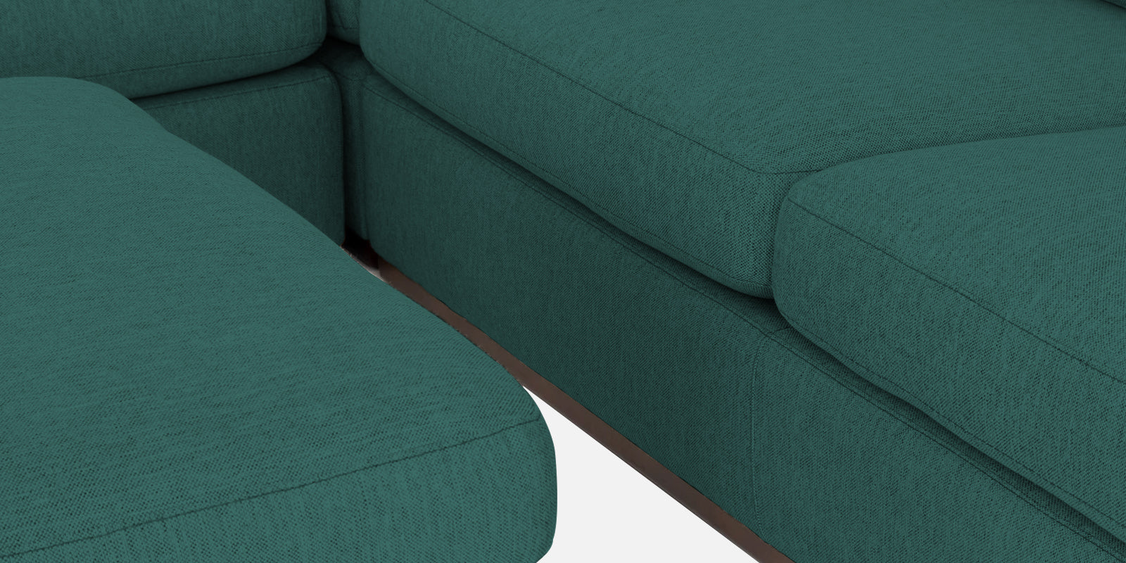 Freedom Velvet 6 Seater RHS Corner Sofa In Pine Green Colour With Ottoman - Febonic Living