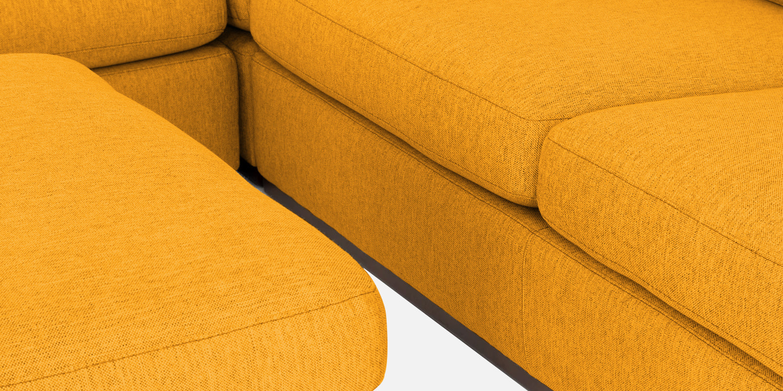Freedom Velvet 6 Seater RHS Corner Sofa In Safforn Yellow Colour With Ottoman - Febonic Living