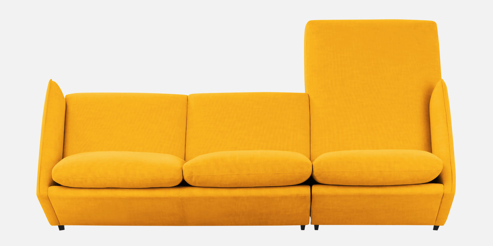 Piku Fabric RHS Sectional Sofa (3+Lounger) In Bold Yellow Colour - Febonic Living