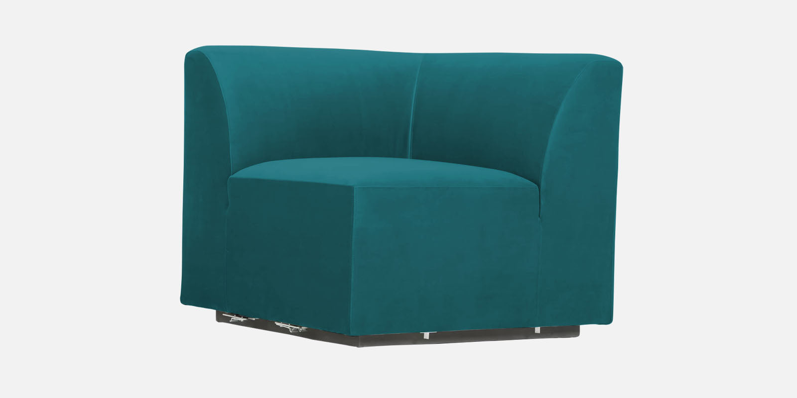 Bufa Velvet LHS Sectional Sofa In Arabian green Colour With Ottoman - Febonic Living