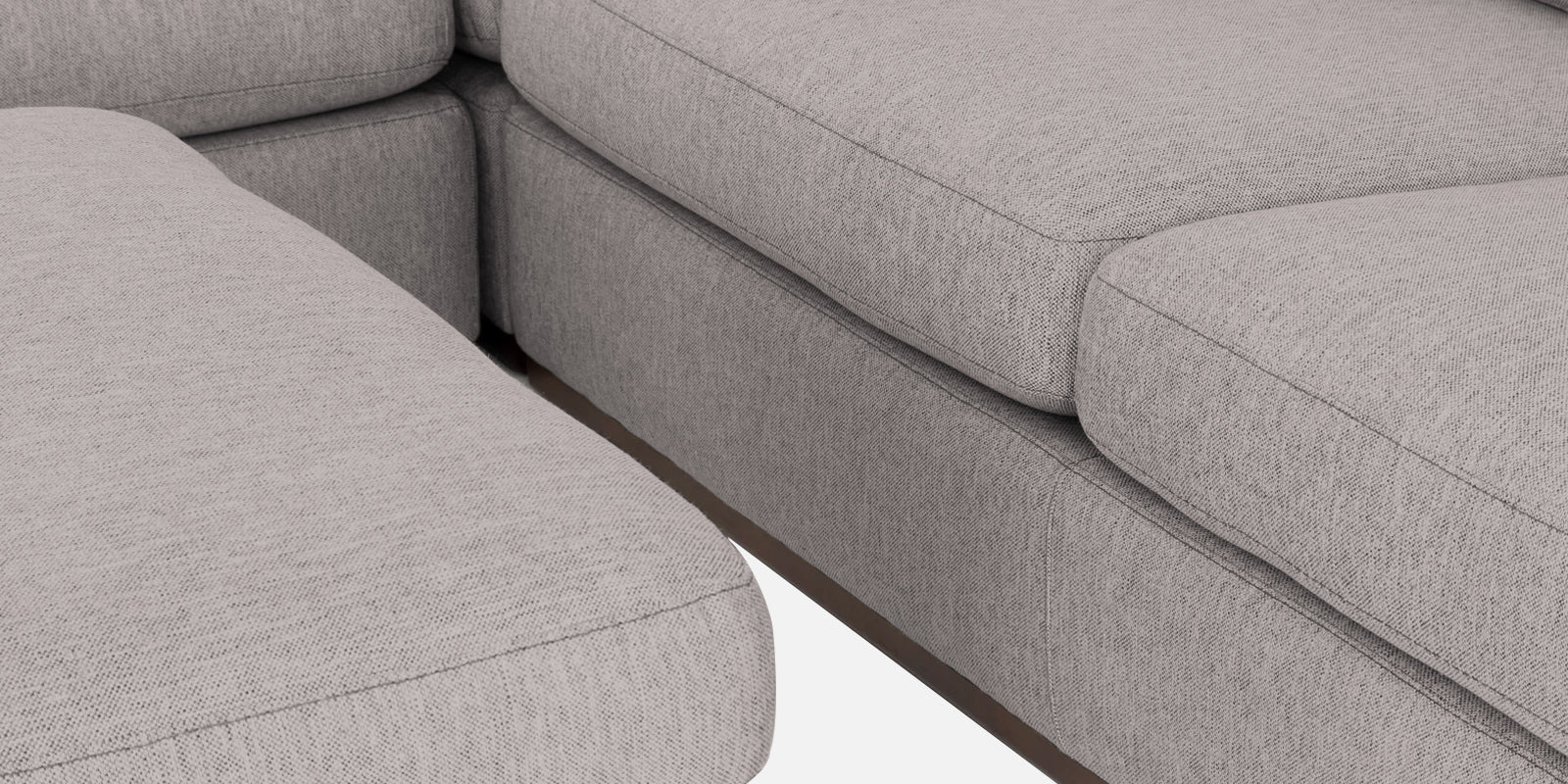 Freedom Velvet 6 Seater RHS Corner Sofa In Pearl Grey Colour With Ottoman - Febonic Living