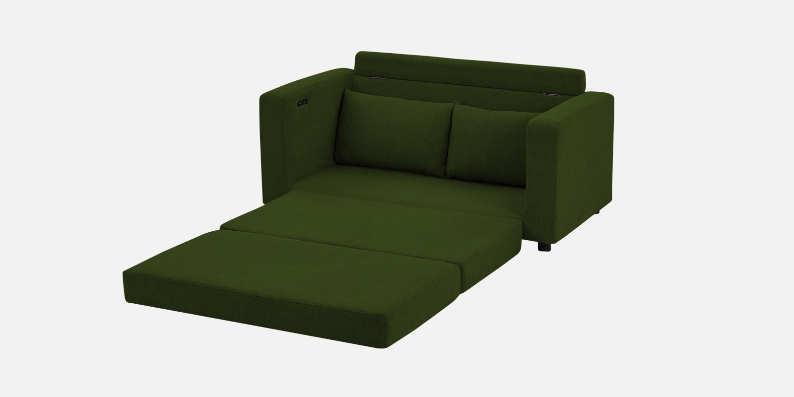 Roman Fabric 3 Seater Foldable Sofa Cum Bed In Olive Green Colour With USB Portable Type - Febonic Living