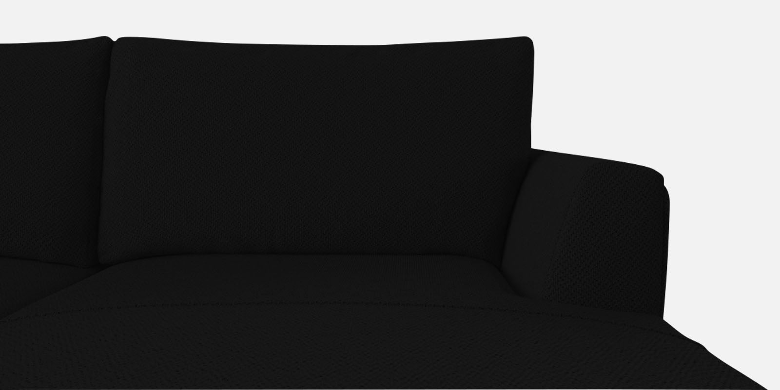 Como Fabric LHS Sectional Sofa (3+Lounger) In Zed Black Colour - Febonic Living