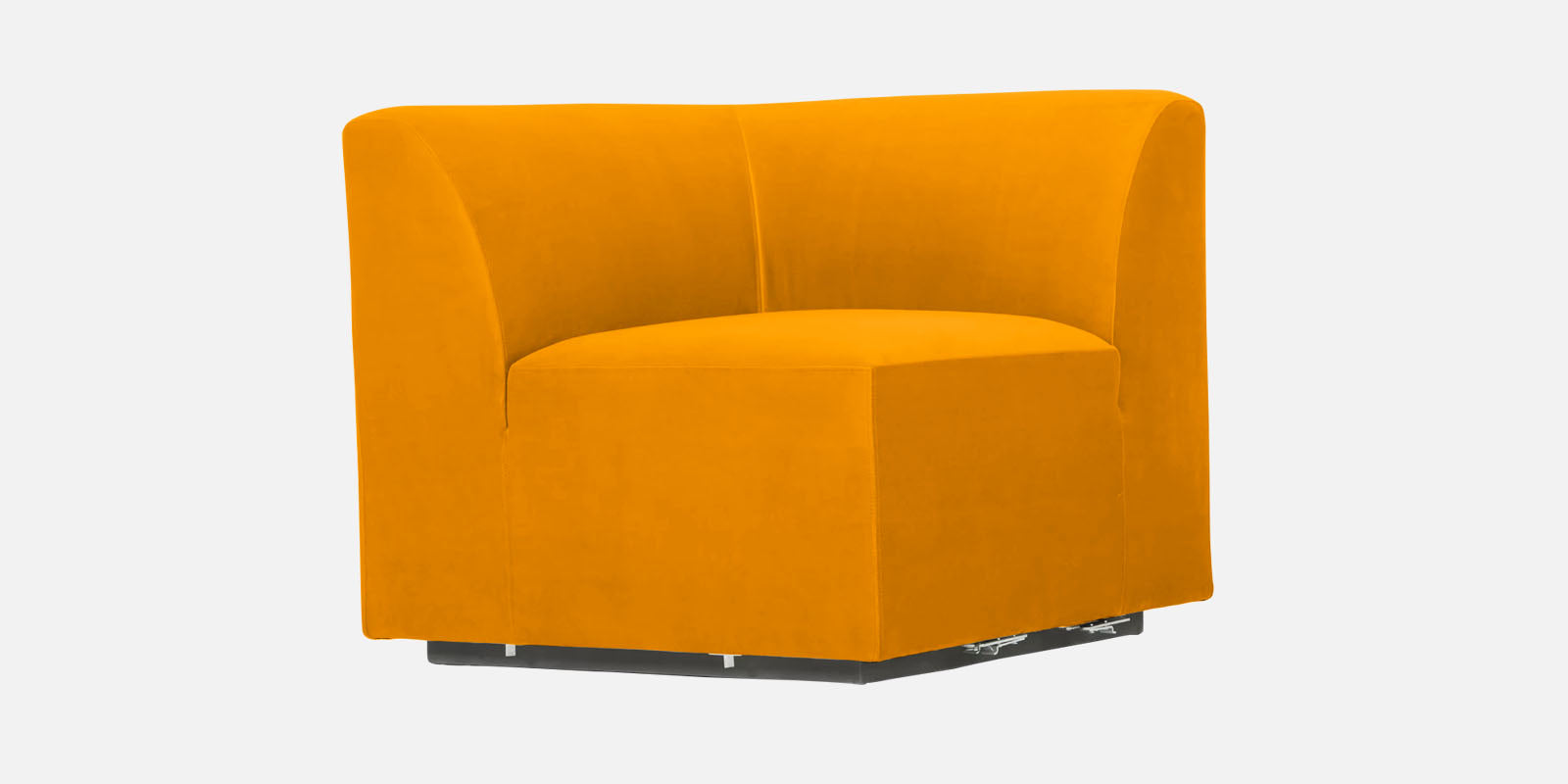 Bufa Velvet RHS Sectional Sofa In Saffron Yellow Colour With Ottoman - Febonic Living