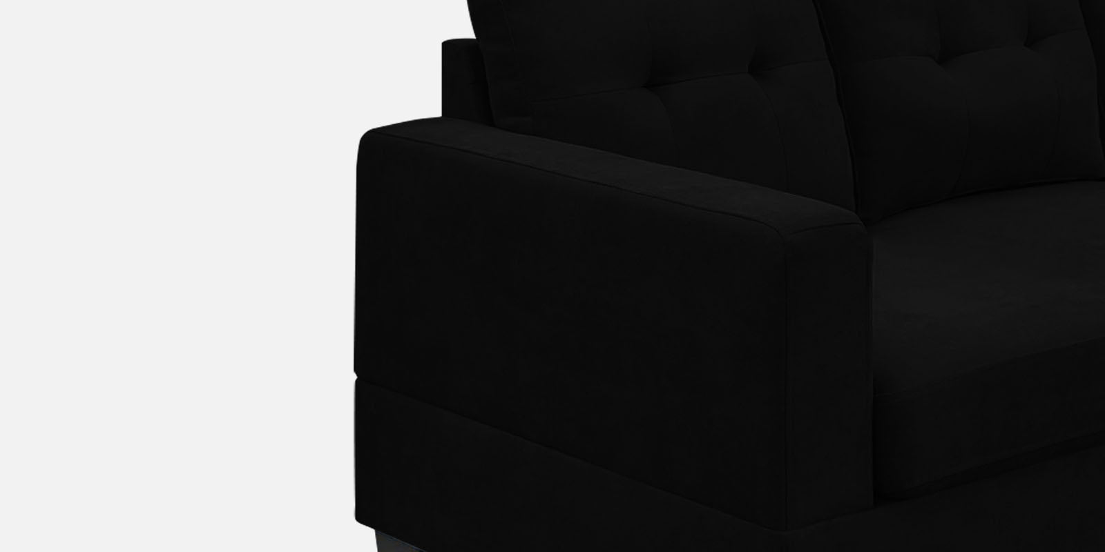 Thomas Fabric LHS Sectional Sofa (2+Lounger) In Zed Black Colour - Febonic Living