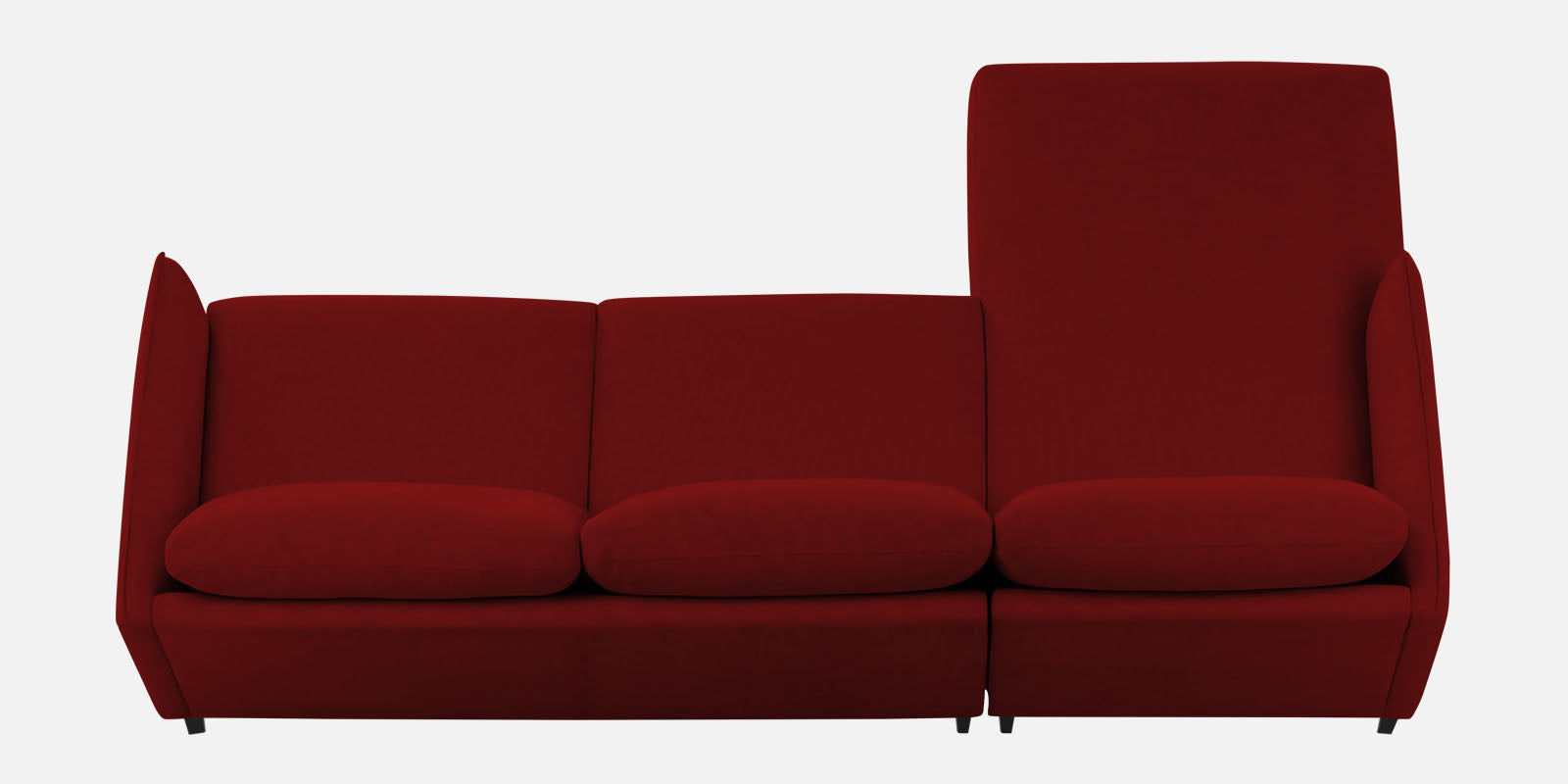 Piku Fabric RHS Sectional Sofa (3+Lounger) In Blood Maroon Colour - Febonic Living