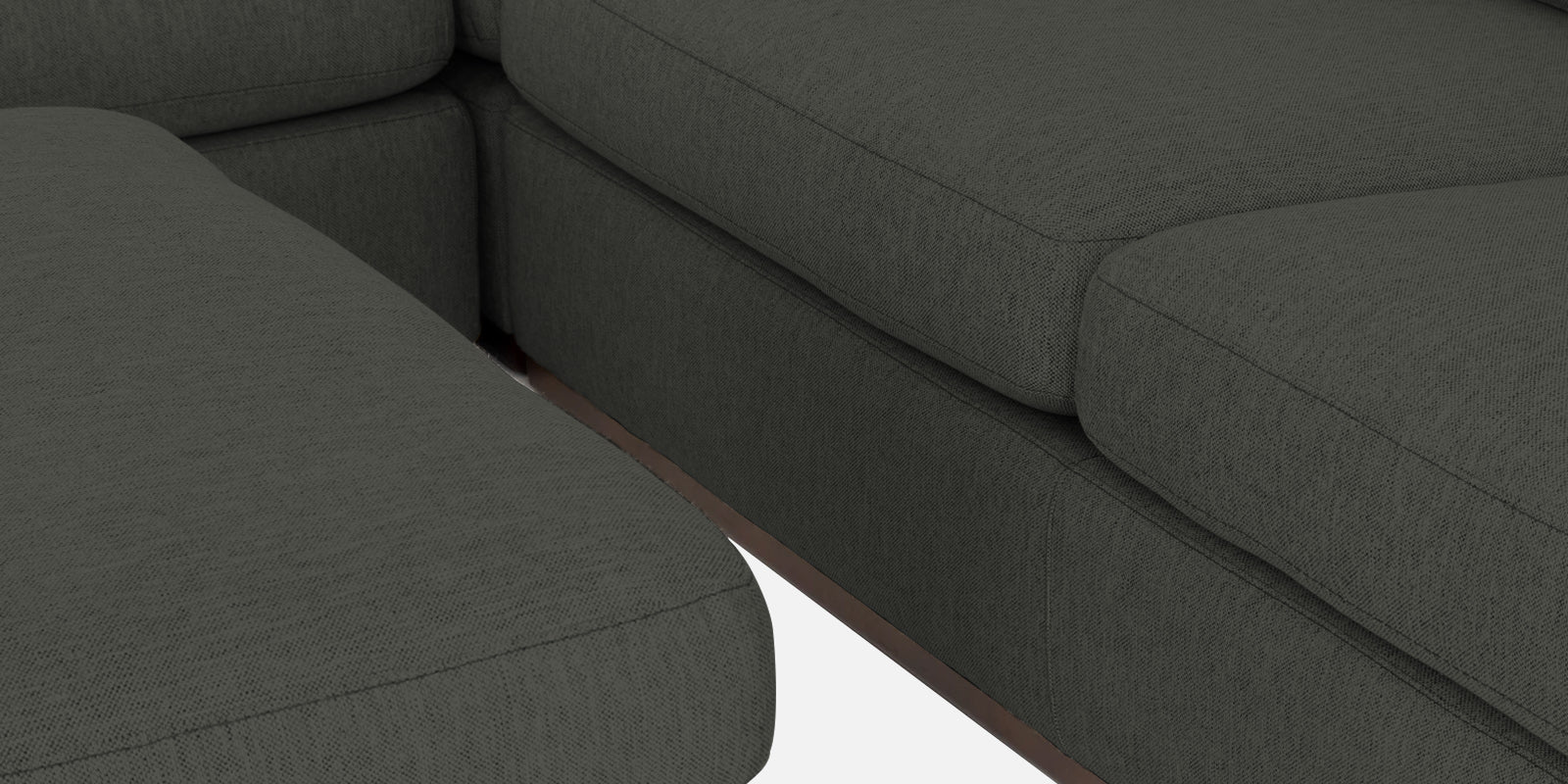 Freedom Velvet 6 Seater RHS Corner Sofa In Hory Grey Colour With Ottoman - Febonic Living