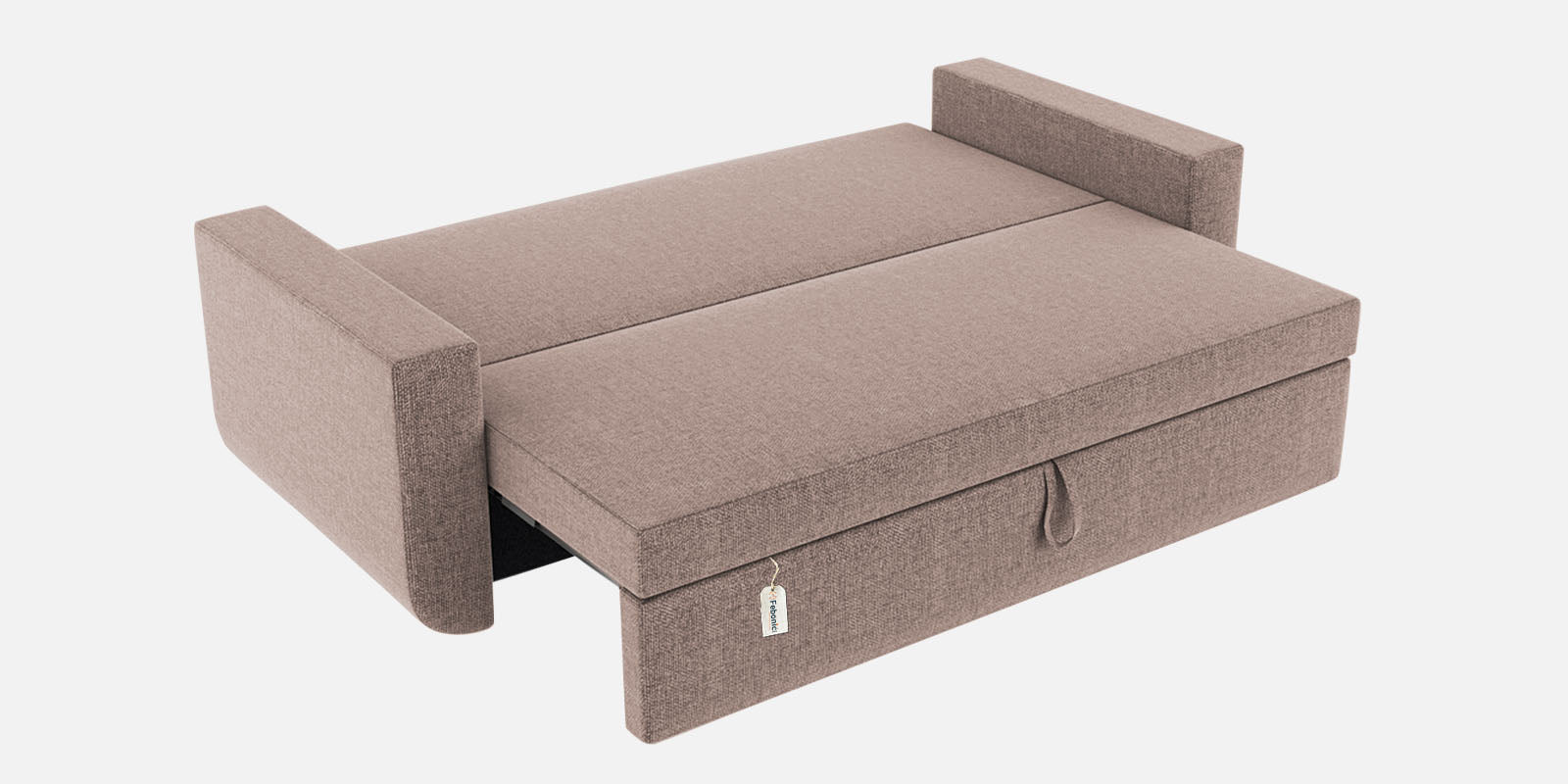 Grace Fabric 3 Seater Pull Out Sofa Cum Bed In Kadhi Beige Colour With Storage - Febonic Living